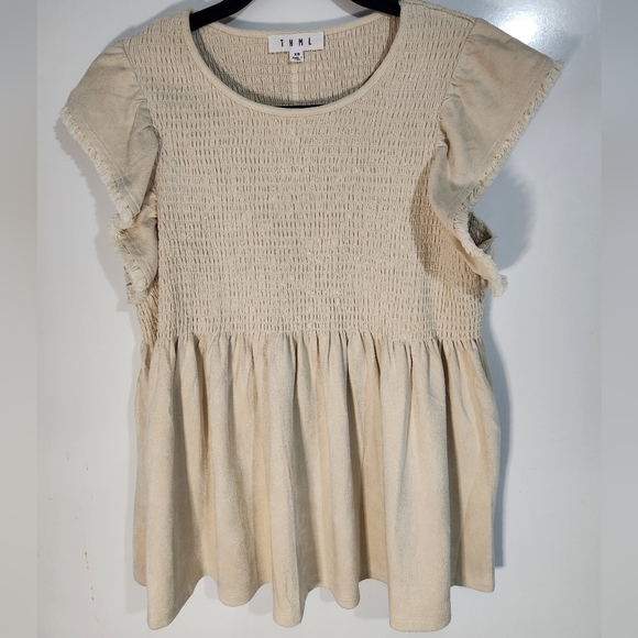 THML Cream Smocked Top, Size XS - Picture 8 of 8